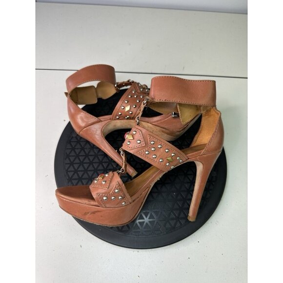 Pour La Victoire Kira Beaded Platform Heels Brown Sz 8.5 - Picture 5 of 13